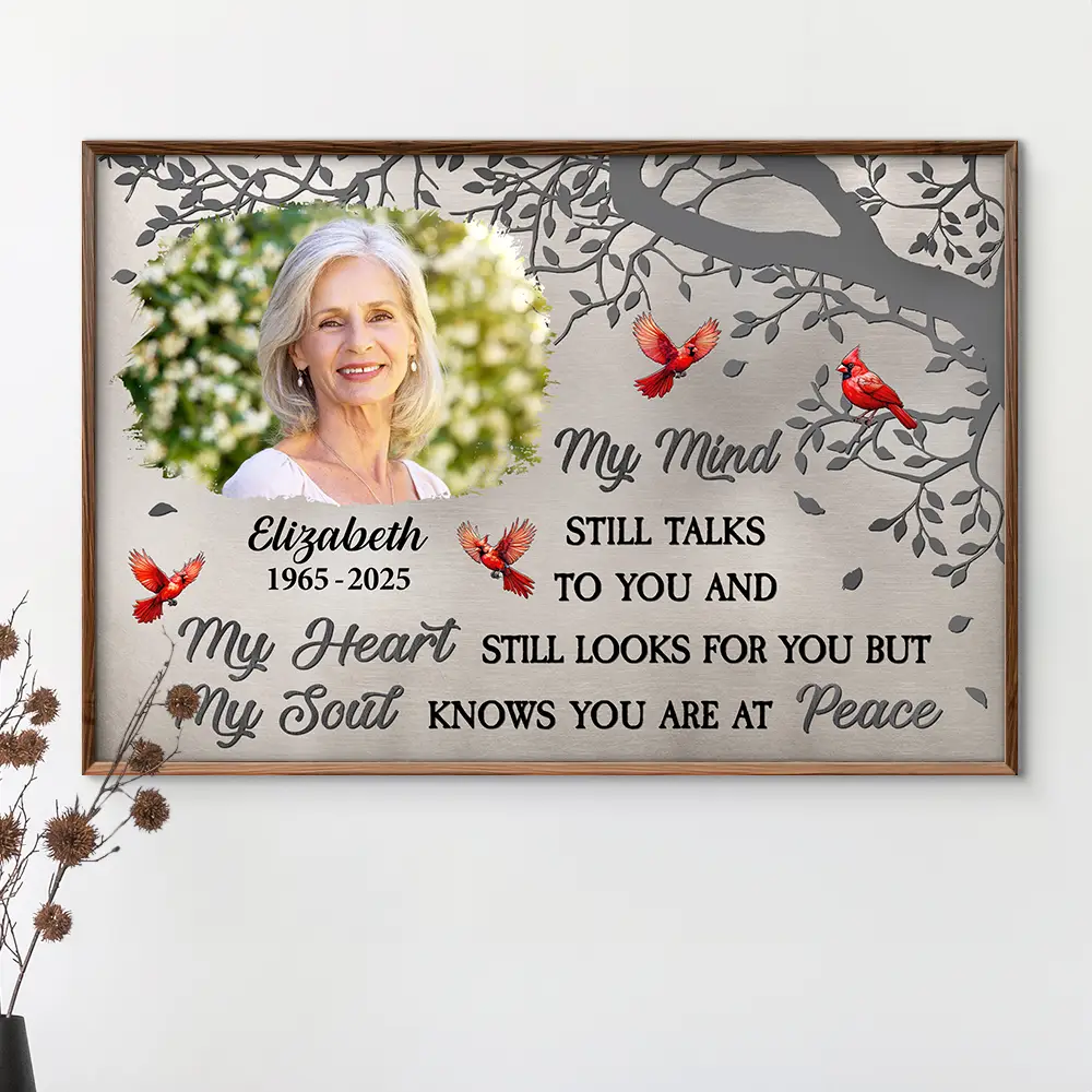 Custom Photo Memorial My Mind Still Talks To You - Personalized Poster - Image 3