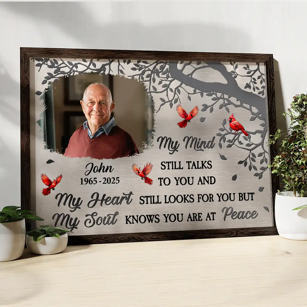 Custom Photo Memorial My Mind Still Talks To You - Personalized Poster - Image 4