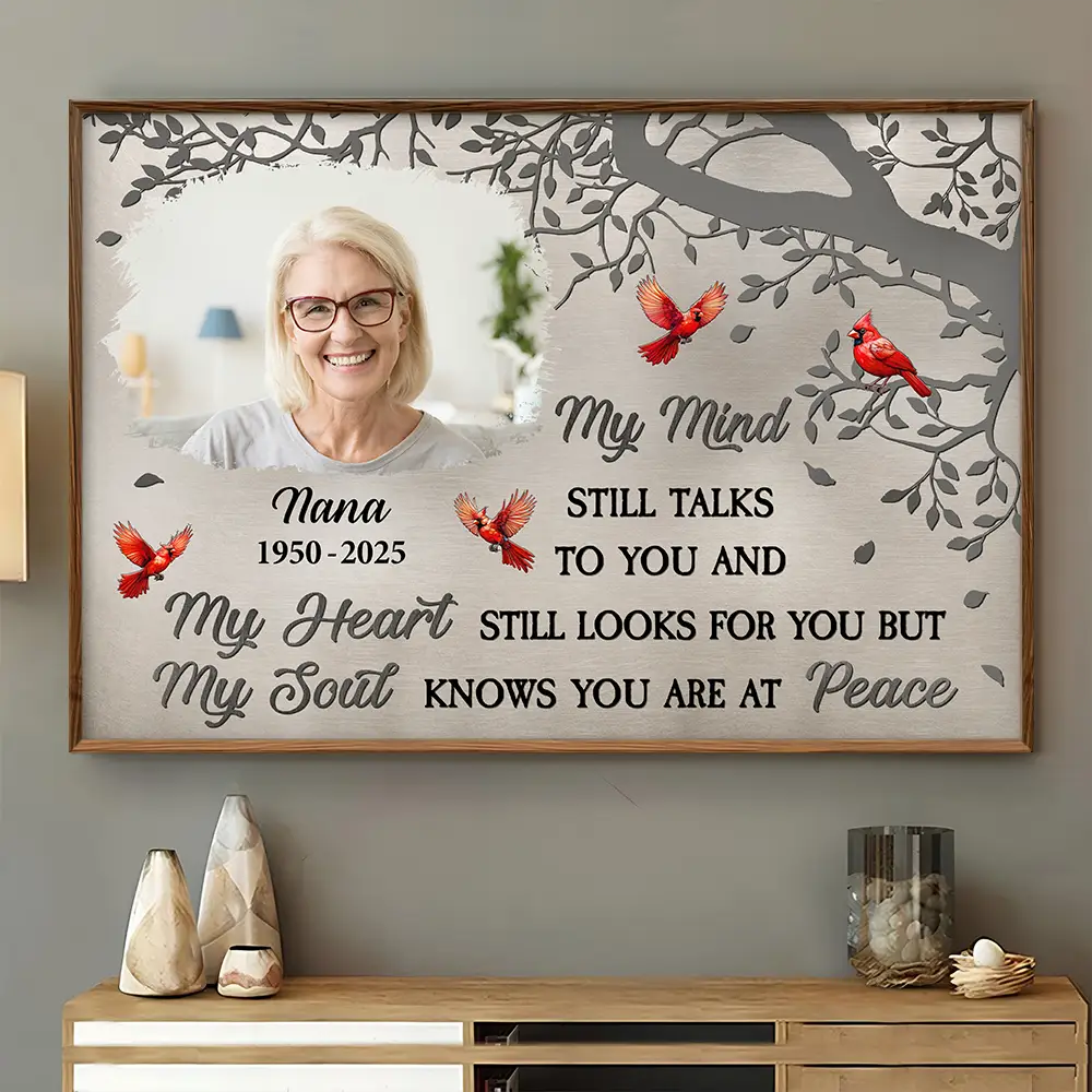 Custom Photo Memorial My Mind Still Talks To You - Personalized Poster - Image 5