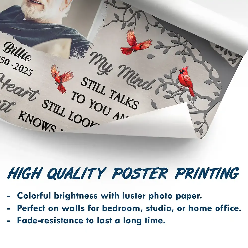 Custom Photo Memorial My Mind Still Talks To You - Personalized Poster - Image 6