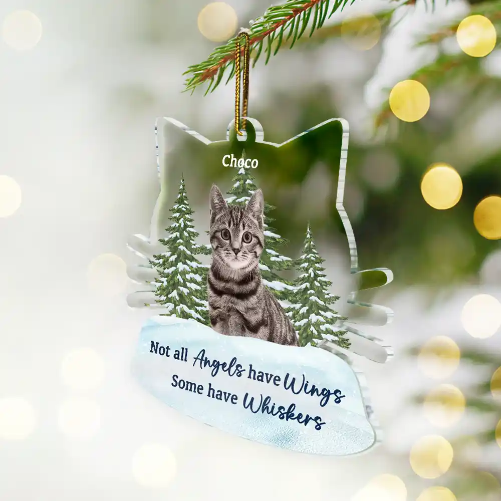Custom Photo Memorial Not All Angels Have Wings Cats - Personalized Custom Shaped Acrylic Ornament - Image 3