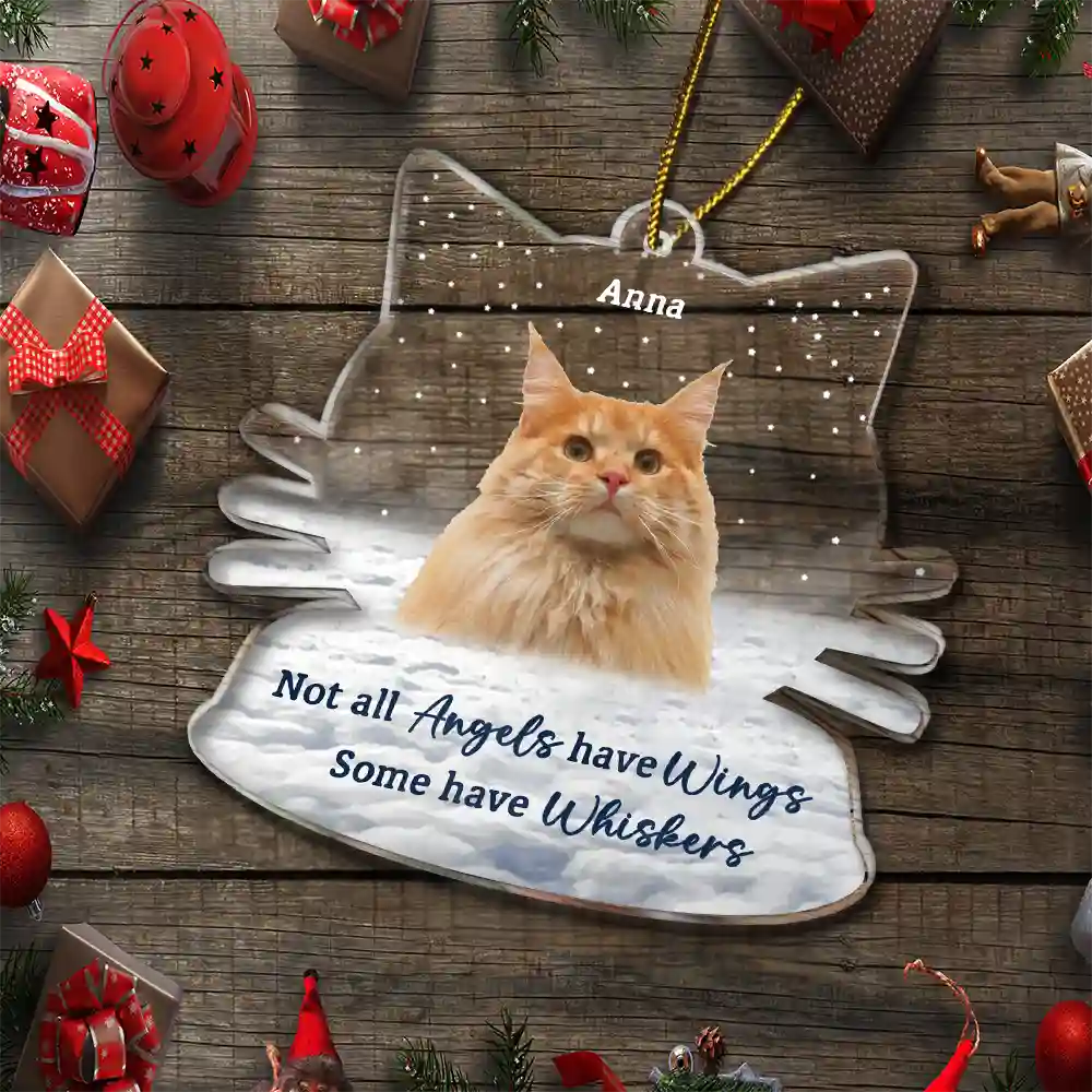 Custom Photo Memorial Not All Angels Have Wings Cats - Personalized Custom Shaped Acrylic Ornament - Image 6