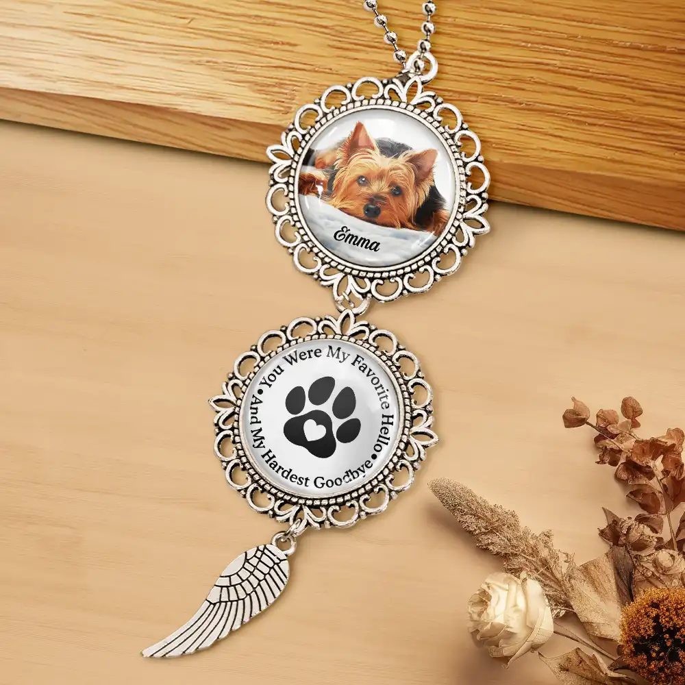 Custom Photo Memorial Pet You Left Paw Prints On My Heart - Personalized Photo Pendant Charm - Image 4