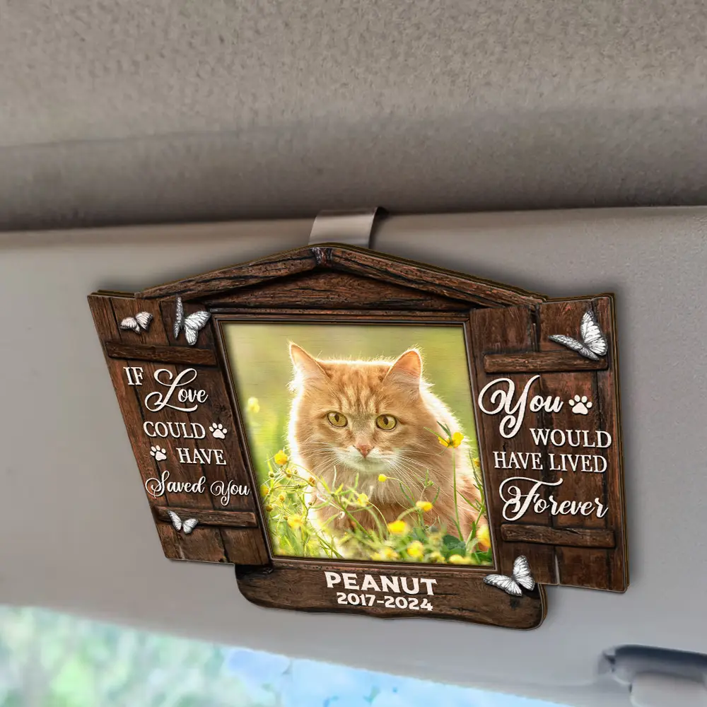 Custom Photo Memorial Pet You Were My Favorite Hello - Personalized Custom Shaped Car Visor Clip - Image 2