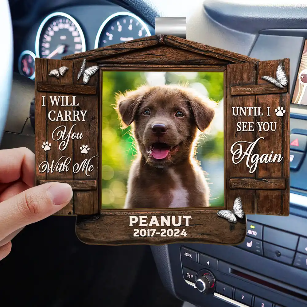 Custom Photo Memorial Pet You Were My Favorite Hello - Personalized Custom Shaped Car Visor Clip - Image 3