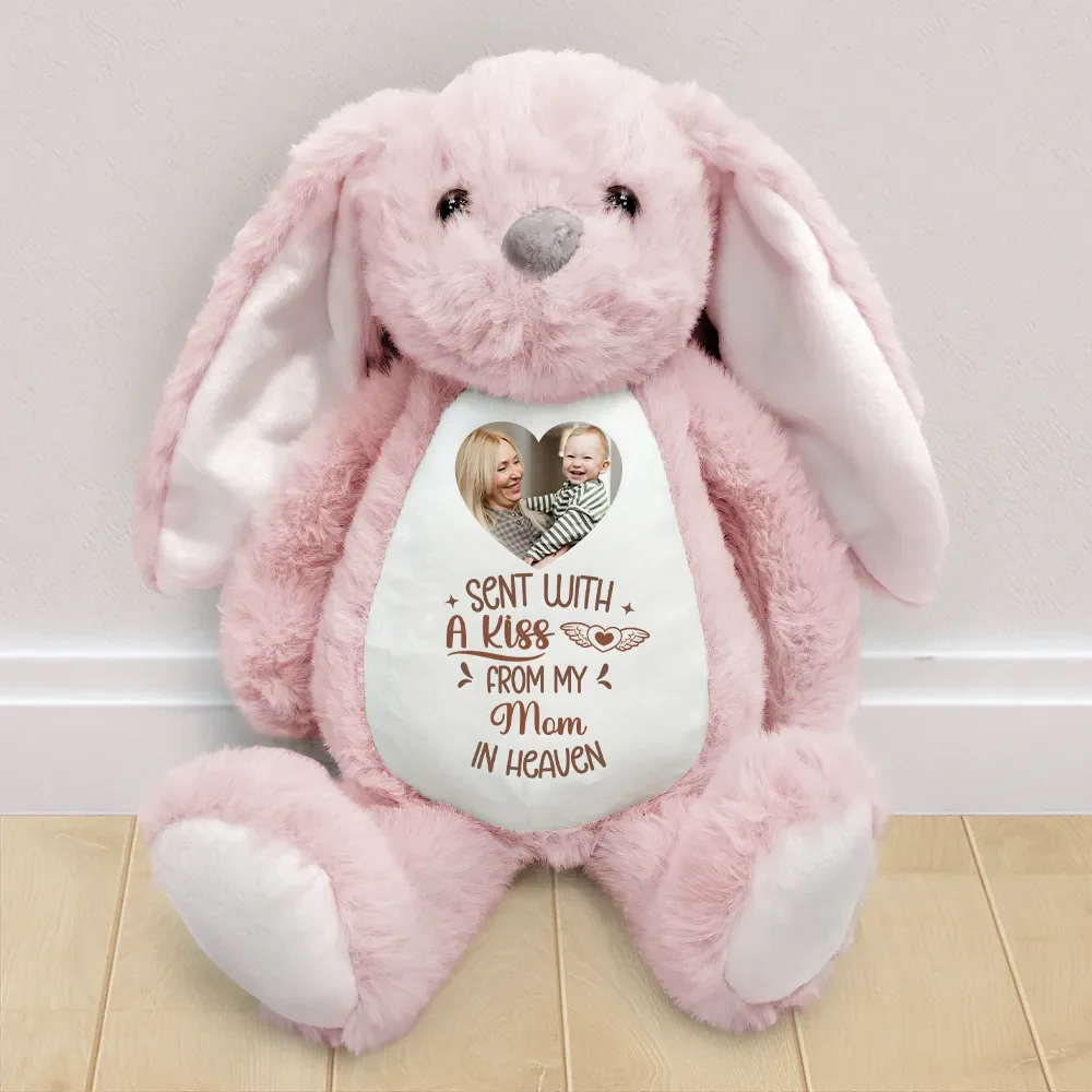 Custom Photo Memorial Sent With A Kiss From My Great Grandma In Heaven - Personalized Soft Toy Bunny - Image 2