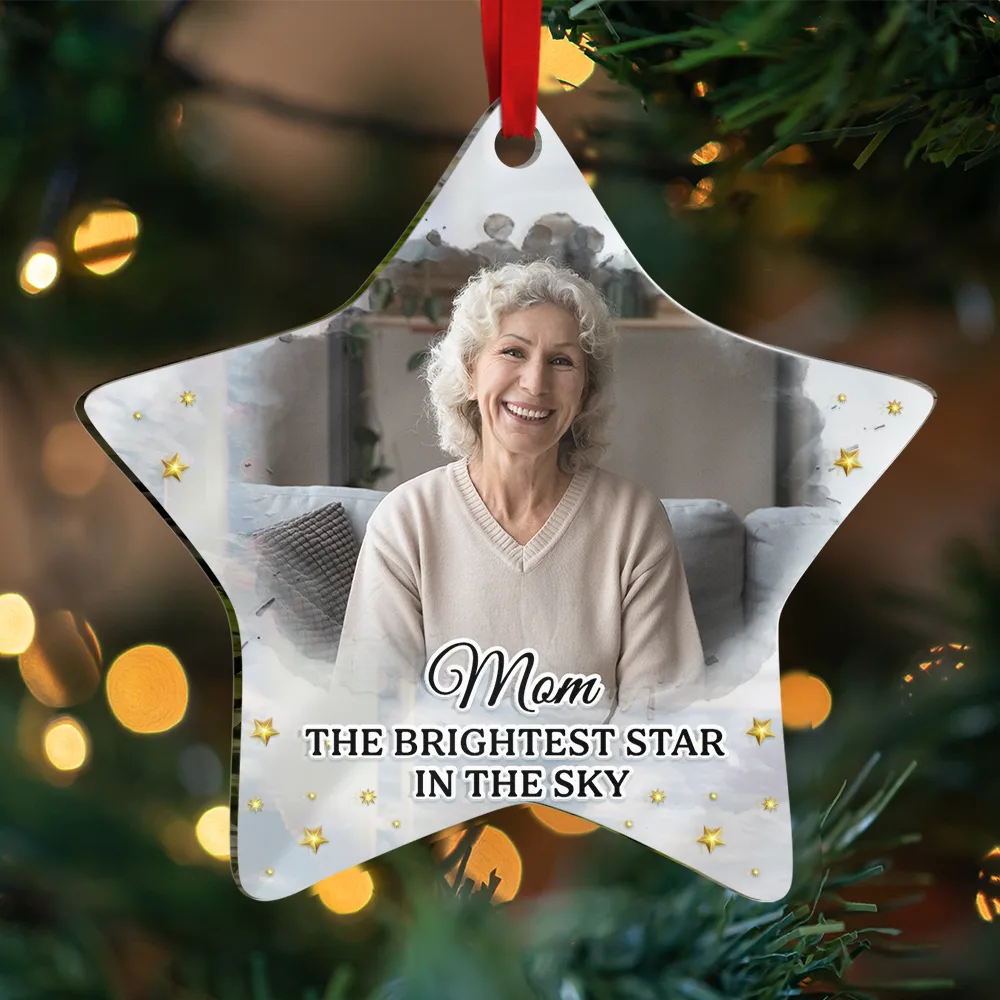 Custom Photo Memorial The Brightest Star In The Sky - Personalized Custom Shaped Mirror Ornament - Image 3