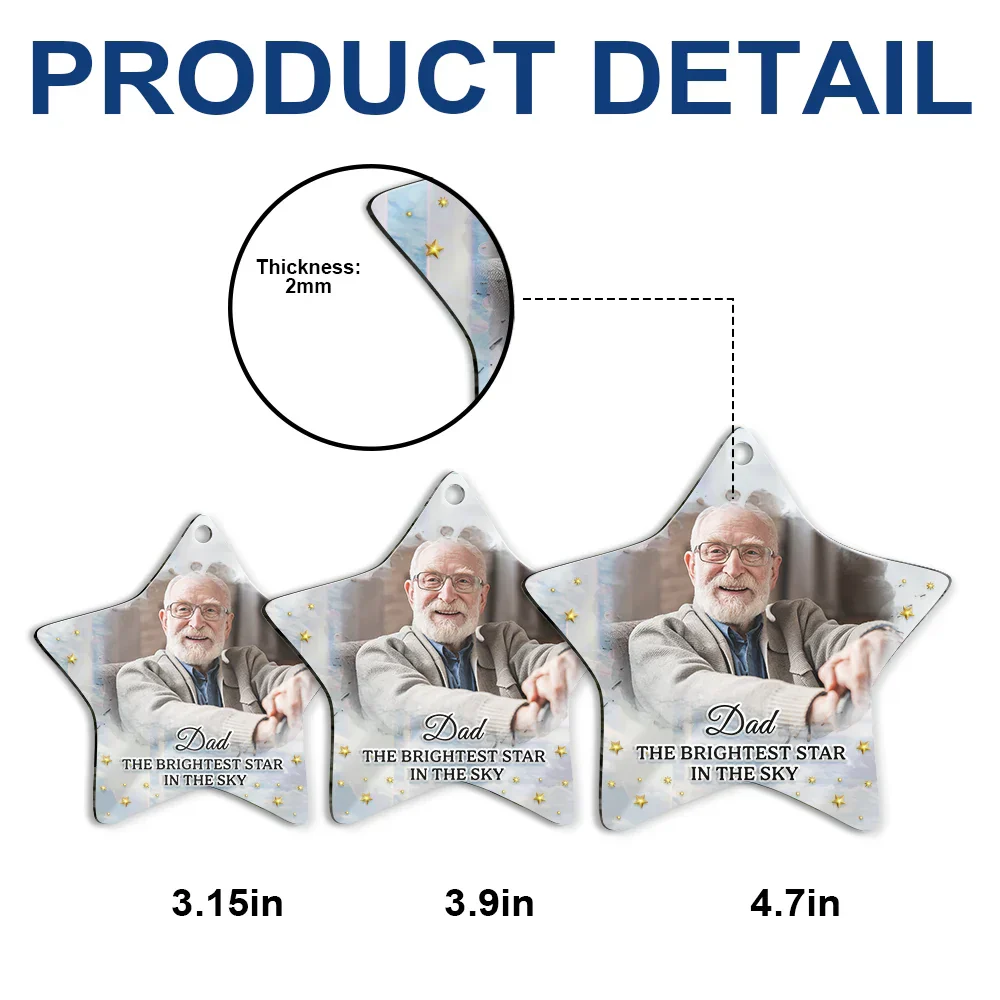 Custom Photo Memorial The Brightest Star In The Sky - Personalized Custom Shaped Mirror Ornament - Image 6