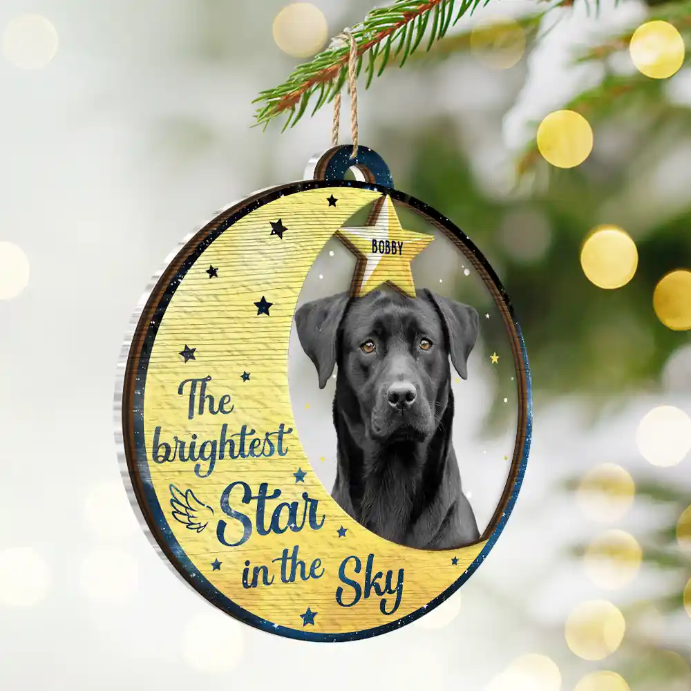 Custom Photo Memorial The Brightest Star - Personalized 2-Layered Mix Ornament - Image 3