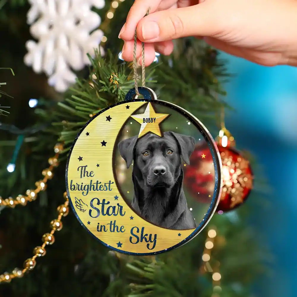 Custom Photo Memorial The Brightest Star - Personalized 2-Layered Mix Ornament - Image 5