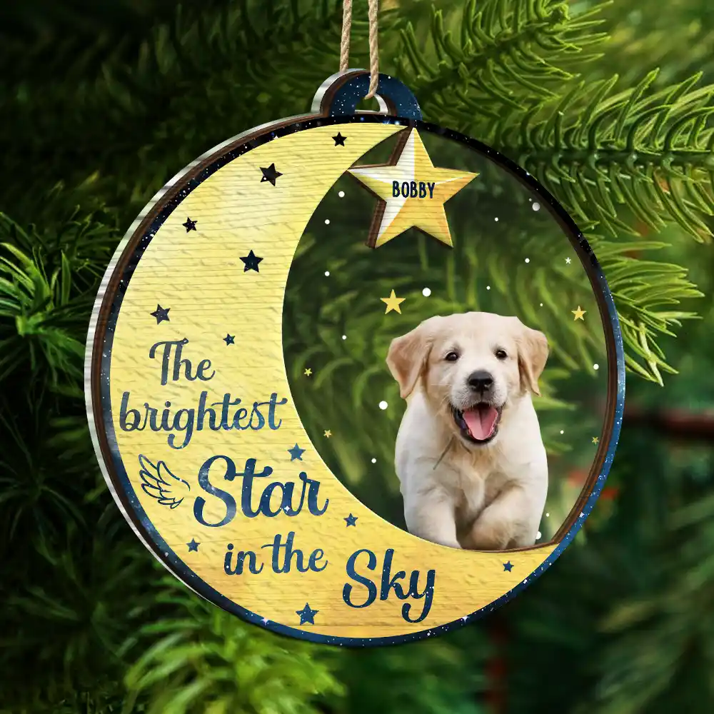 Custom Photo Memorial The Brightest Star - Personalized 2-Layered Mix Ornament - Image 6