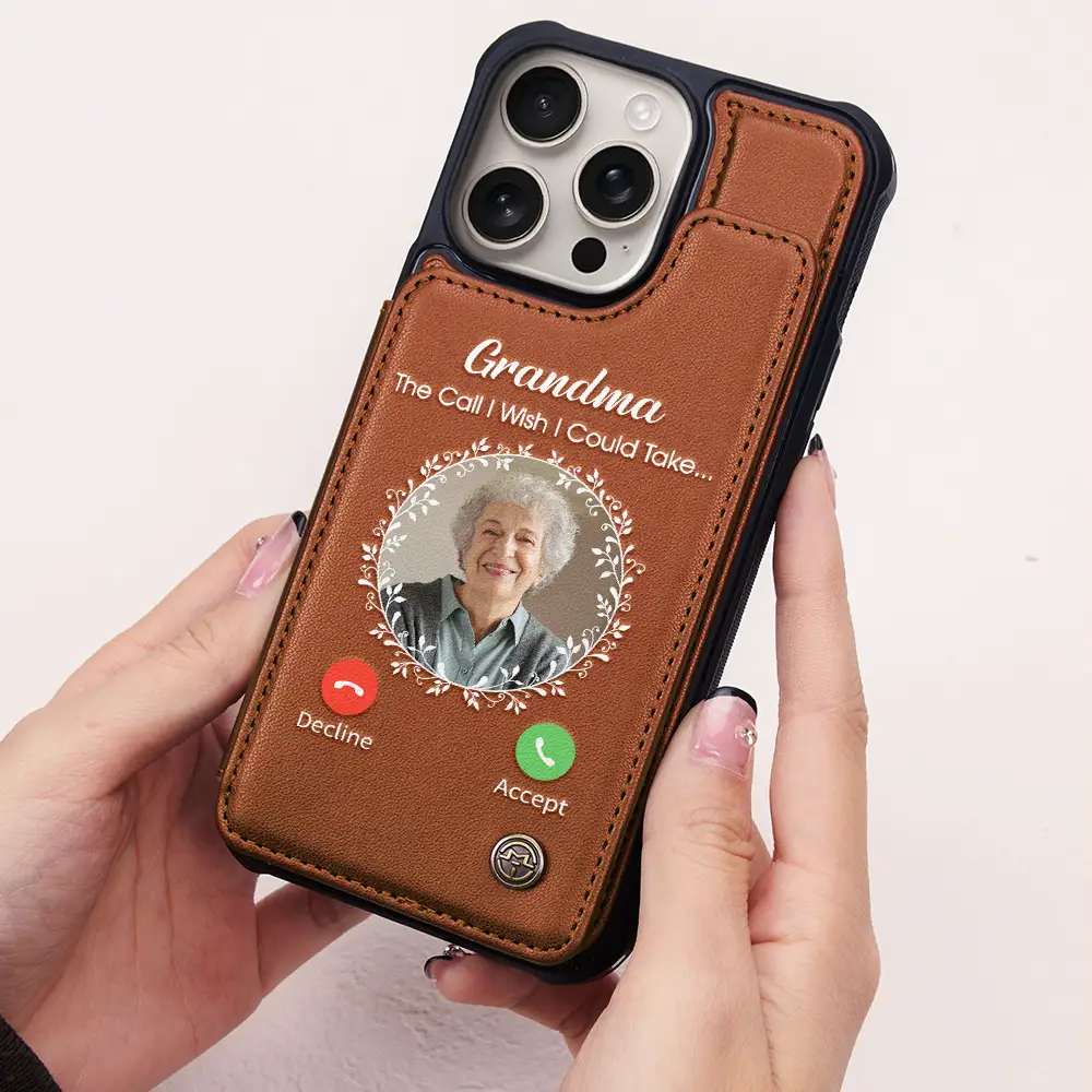 Custom Photo Memorial The Call I Wish I Could Make - Personalized Leather Flip Wallet Phone Case - Image 3