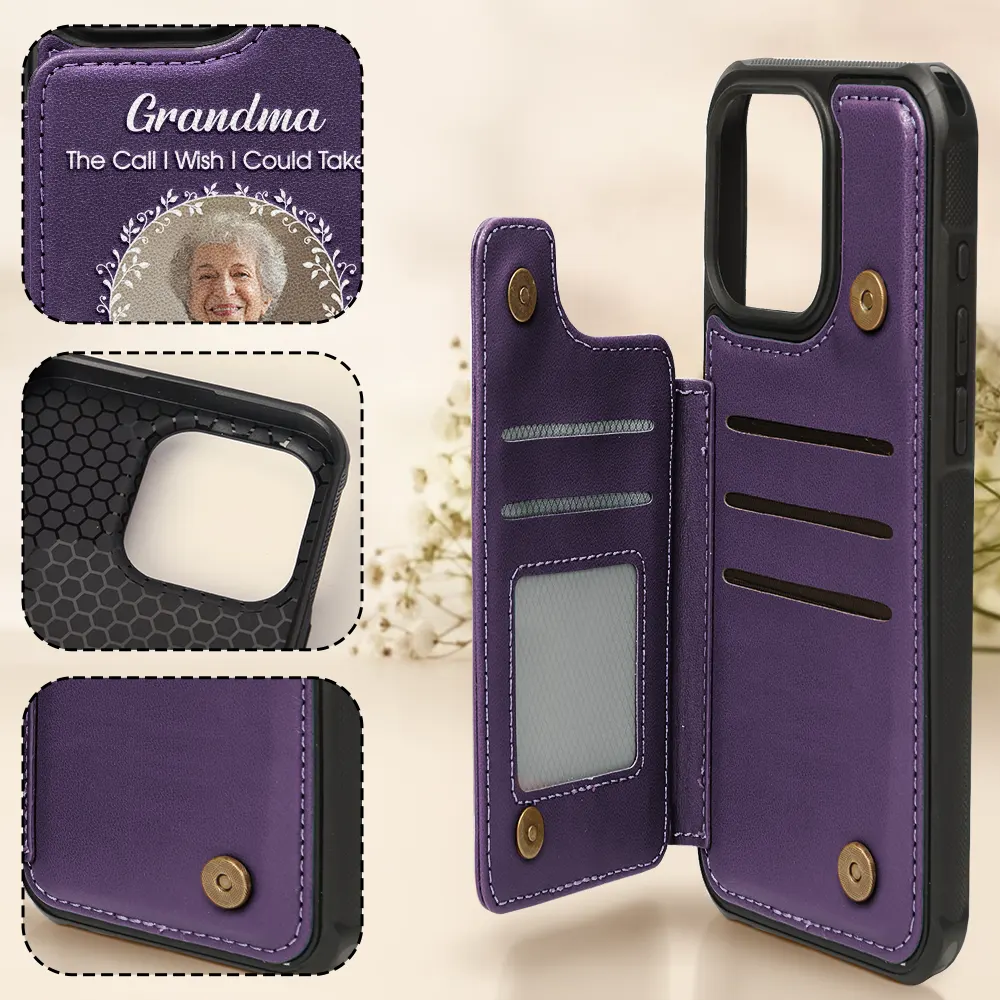 Custom Photo Memorial The Call I Wish I Could Make - Personalized Leather Flip Wallet Phone Case - Image 5