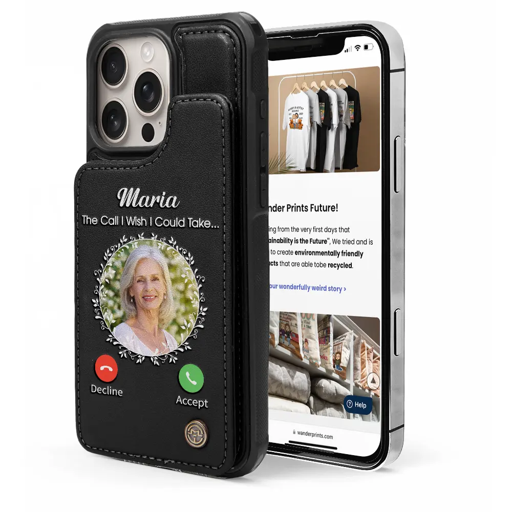 Custom Photo Memorial The Call I Wish I Could Make - Personalized Leather Flip Wallet Phone Case - Image 6