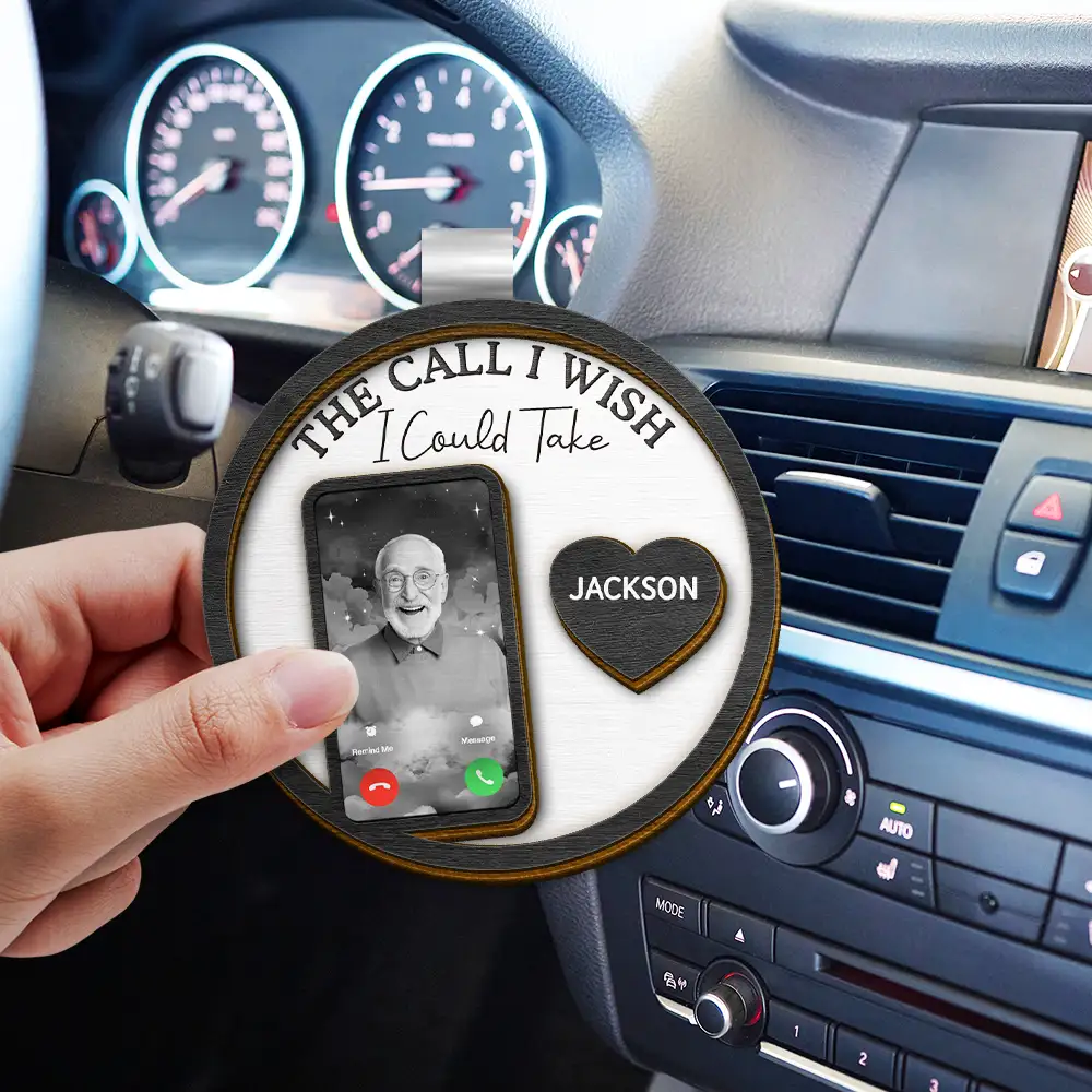 Custom Photo Memorial The Call I Wish I Could Take - Personalized Custom Shaped Car Visor Clip - Image 4