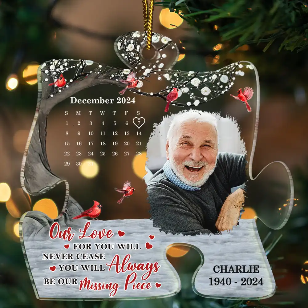 Custom Photo Memorial The Day God Called You Home Calendar - Personalized Custom Shaped Acrylic Ornament - Image 3
