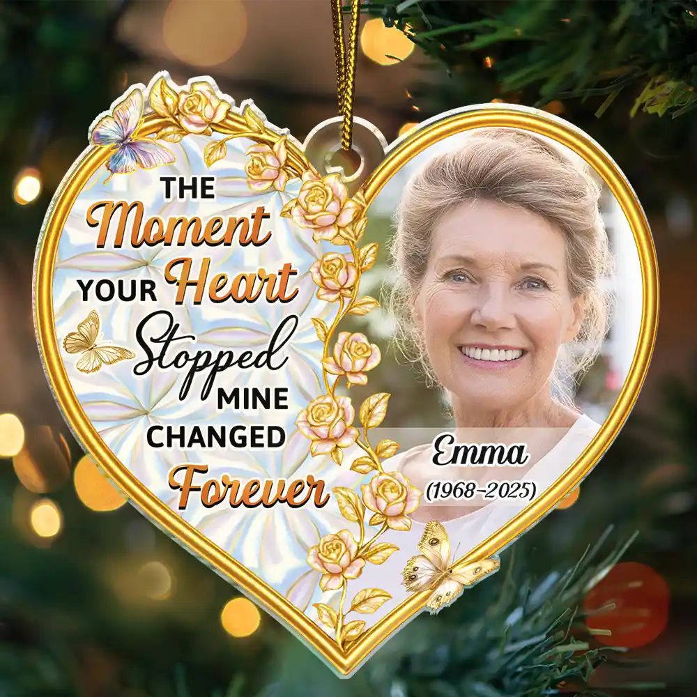 Custom Photo Memorial The Moment Your Heart Stopped - Personalized Custom Shaped Acrylic Ornament - Image 3