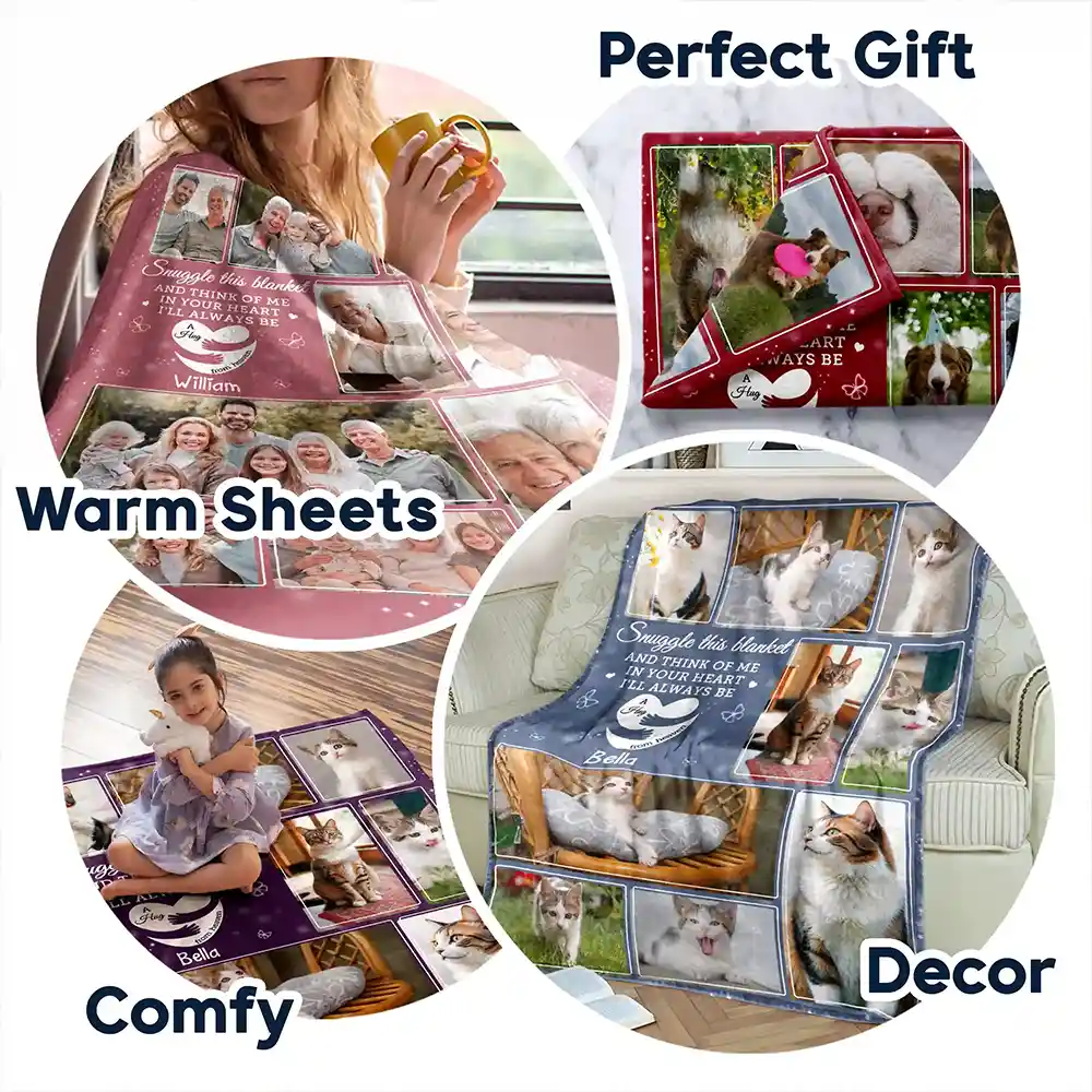 Custom Photo Memorial Think Of Me In Your Heart - Personalized Fleece Blanket, Sherpa Blanket - Image 7