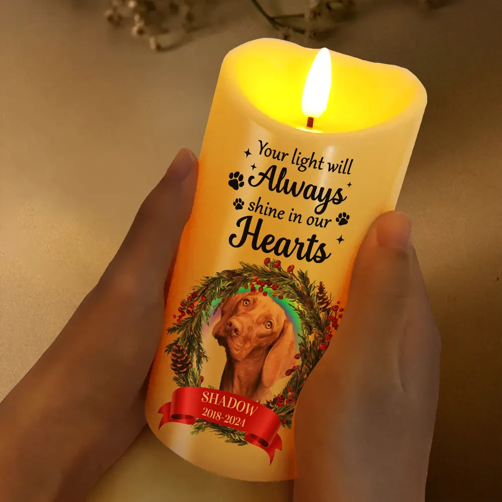 Custom Photo Memorial This Candle Burns In Loving Memory - Personalized Flameless LED Candle - Image 4