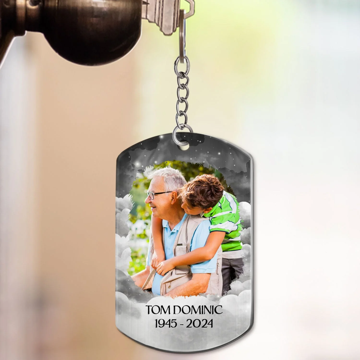 Custom Photo Memorial Until We Fish In Heaven - Memorial Gift For Family - Personalized Aluminum Keychain - Image 3