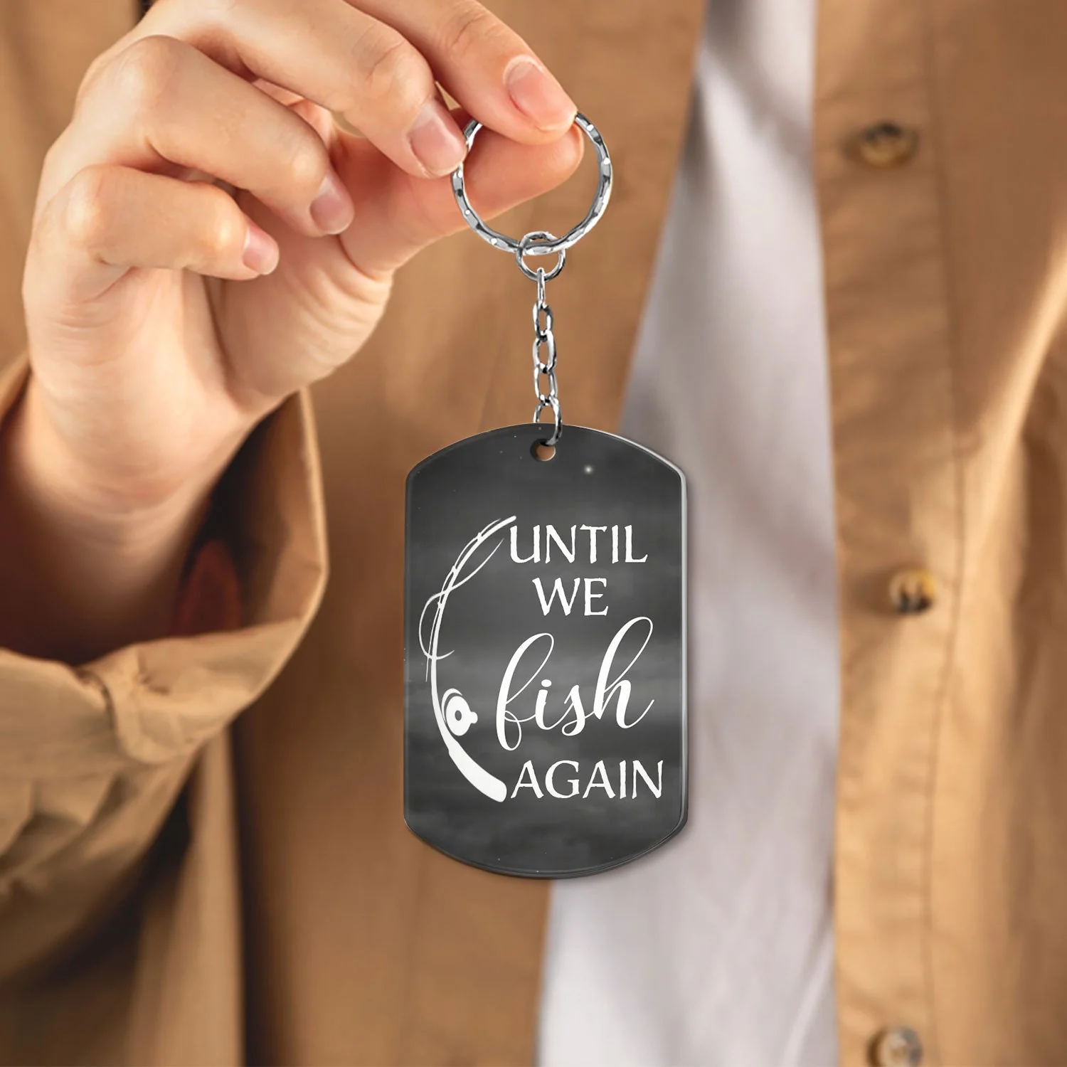 Custom Photo Memorial Until We Fish In Heaven - Memorial Gift For Family - Personalized Aluminum Keychain - Image 4