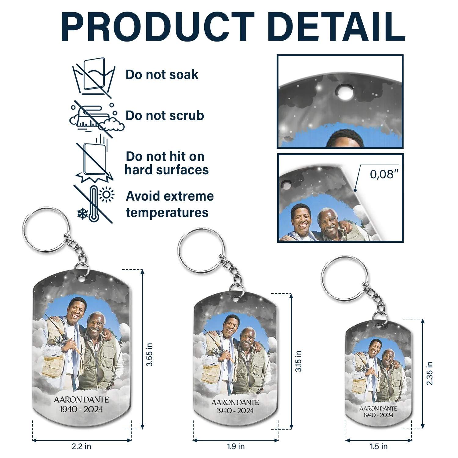 Custom Photo Memorial Until We Fish In Heaven - Memorial Gift For Family - Personalized Aluminum Keychain - Image 5