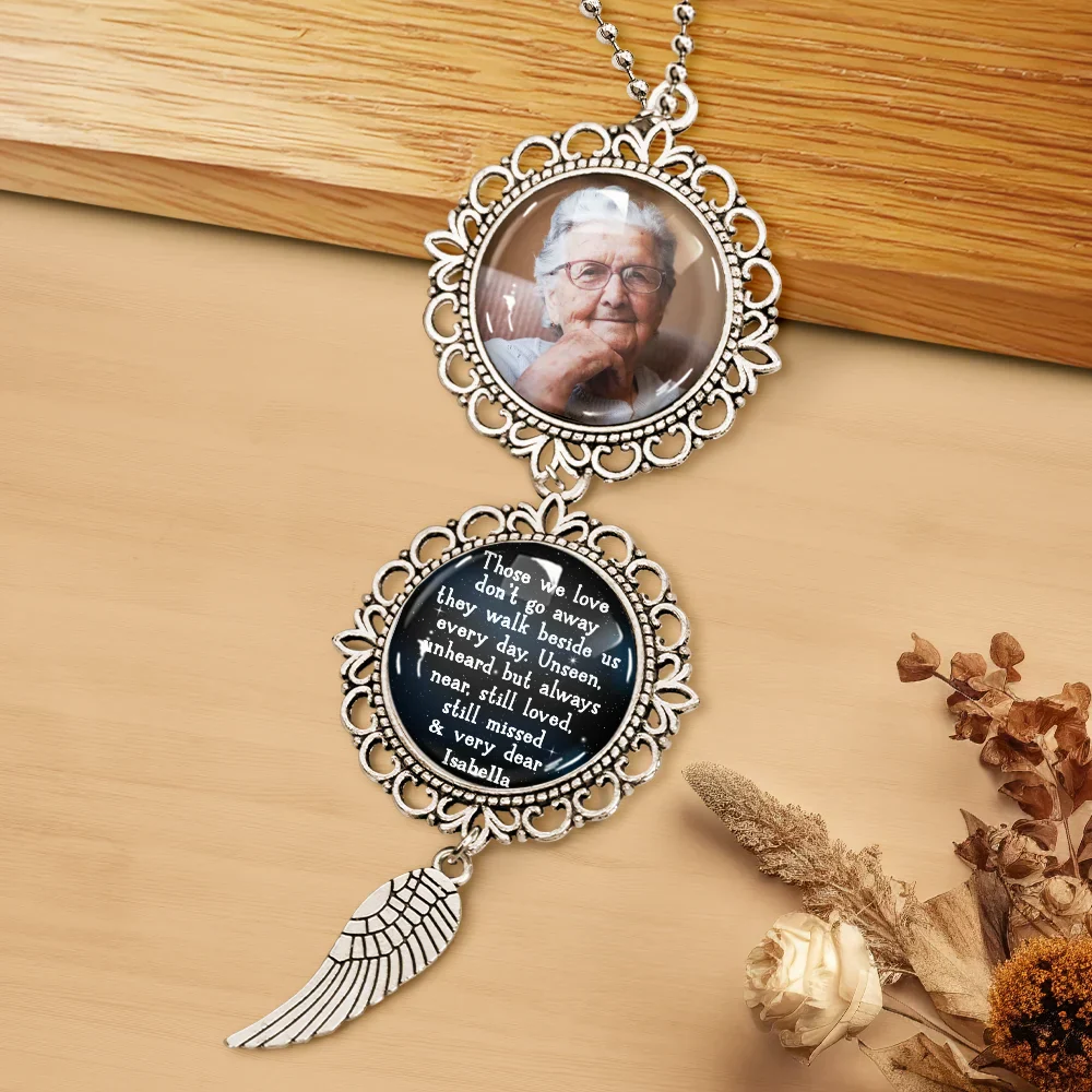 Custom Photo Memorial Walk Beside Us Everyday - Personalized Photo Pendant Charm - Image 4