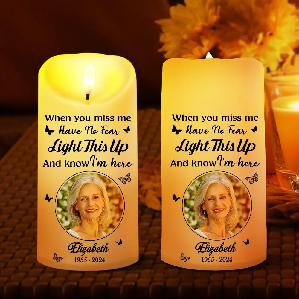 Custom Photo Memorial When You Miss Me - Personalized Flameless LED Candle - Image 2