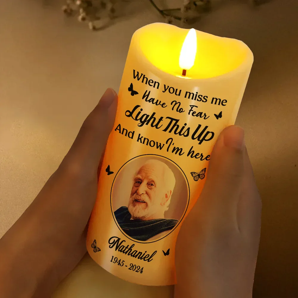 Custom Photo Memorial When You Miss Me - Personalized Flameless LED Candle - Image 3