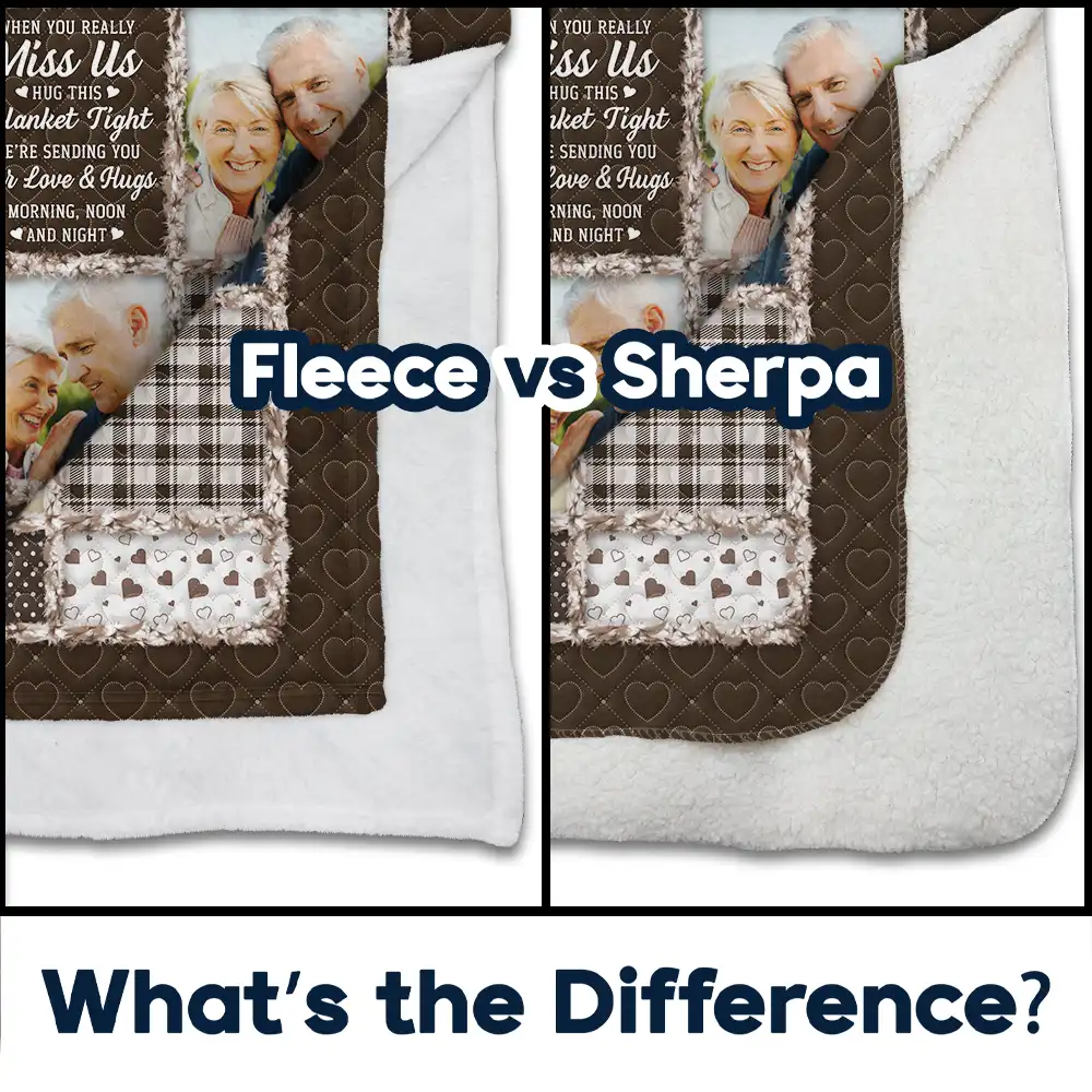 Custom Photo Memorial When You Really Miss Me Hug This Blanket - Personalized Fleece Blanket, Sherpa Blanket - Image 4