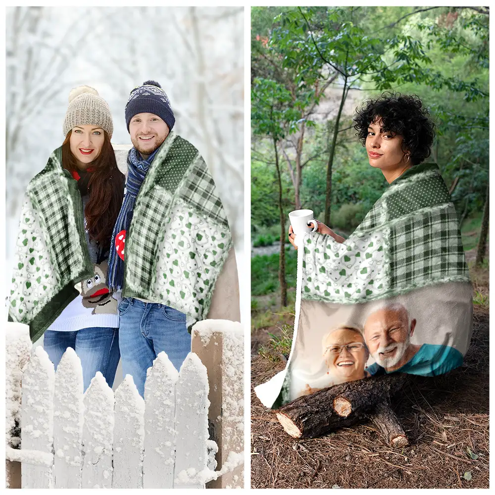 Custom Photo Memorial When You Really Miss Me Hug This Blanket - Personalized Wearable Blanket - Image 4