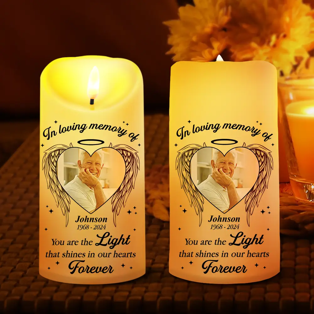 Custom Photo Memorial You Are The Light - Personalized Flameless LED Candle - Image 2