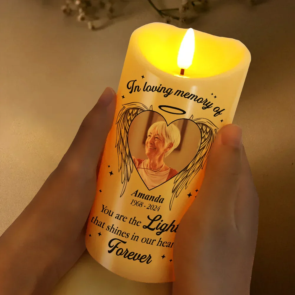 Custom Photo Memorial You Are The Light - Personalized Flameless LED Candle - Image 3