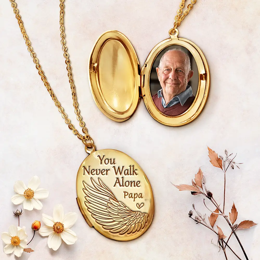 Custom Photo Memorial You Never Walk Alone - Personalized Locket Necklace - Image 2