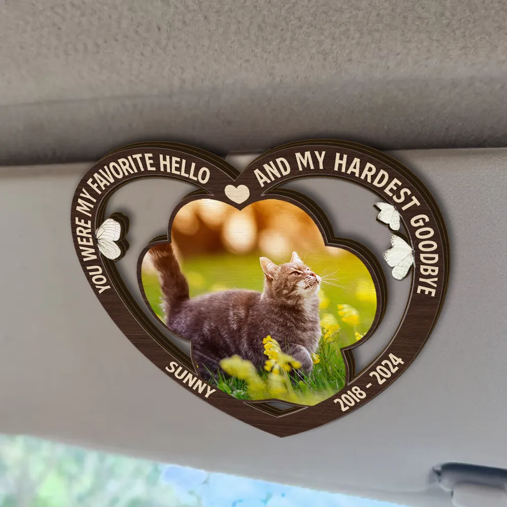 Custom Photo Memorial You Were My Favorite Hello And My Hardest Goodbye - Personalized Custom Shaped Car Visor Clip - Image 2