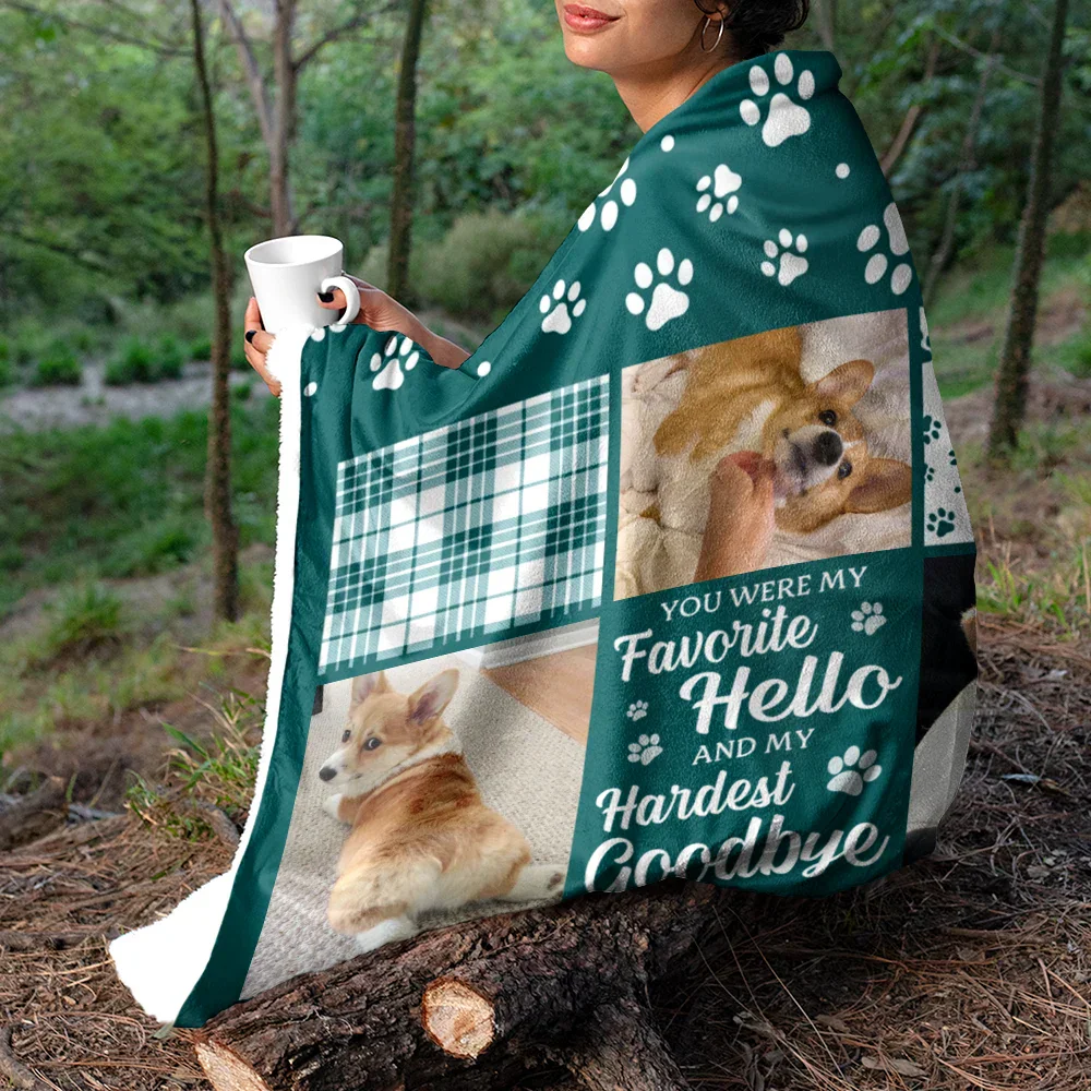 Custom Photo Memorial You Were My Favorite Pet Lover - Personalized Fleece Blanket, Sherpa Blanket - Image 5