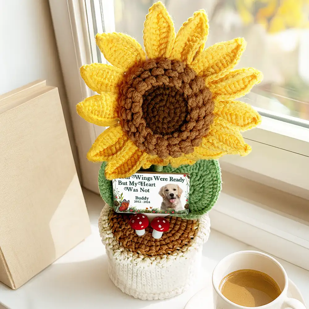 Custom Photo Memorial Your Light Will Always Shine In My Heart - Personalized Crochet Plant Pot - Image 3