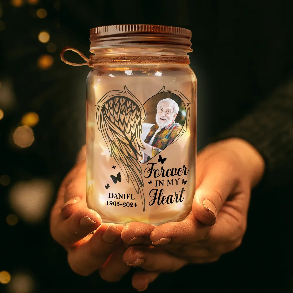 Custom Photo Memorial Your Light Will Always Shine In Our Hearts - Personalized Mason Jar Light - Image 3