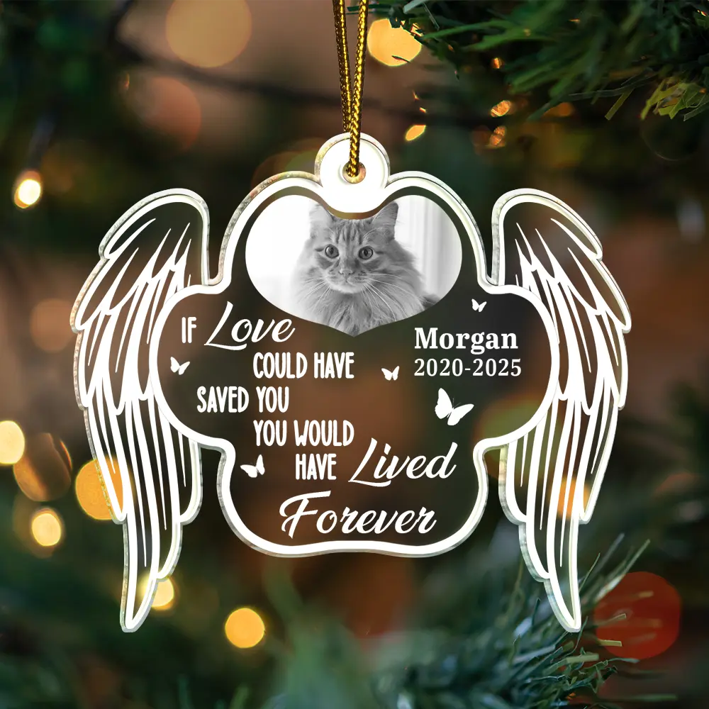 Custom Photo Memorial Your Wings Were Ready My Heart Was Not - Personalized Custom Shaped Acrylic Ornament - Image 3