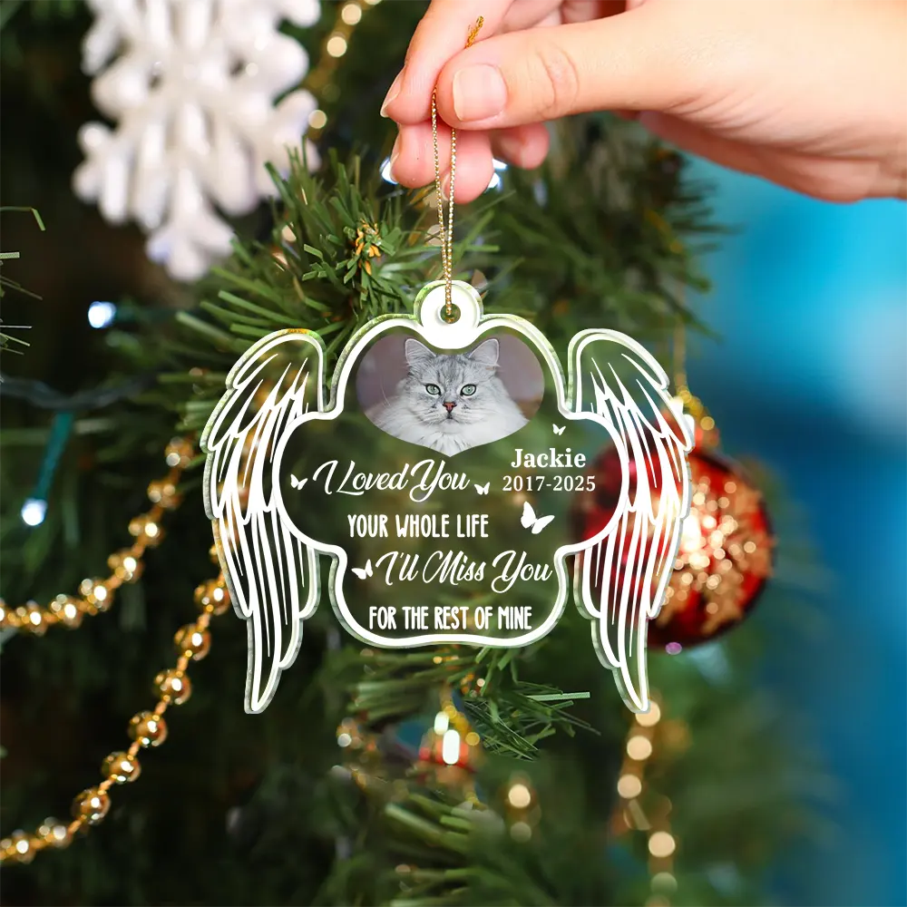 Custom Photo Memorial Your Wings Were Ready My Heart Was Not - Personalized Custom Shaped Acrylic Ornament - Image 4
