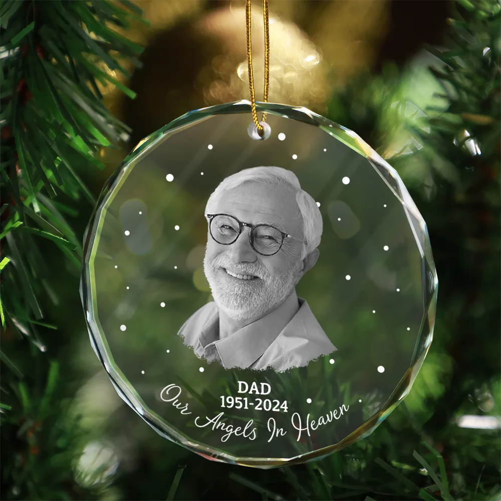 Custom Photo Memorial Your Wings Were Ready - Personalized Circle Glass Ornament - Image 4