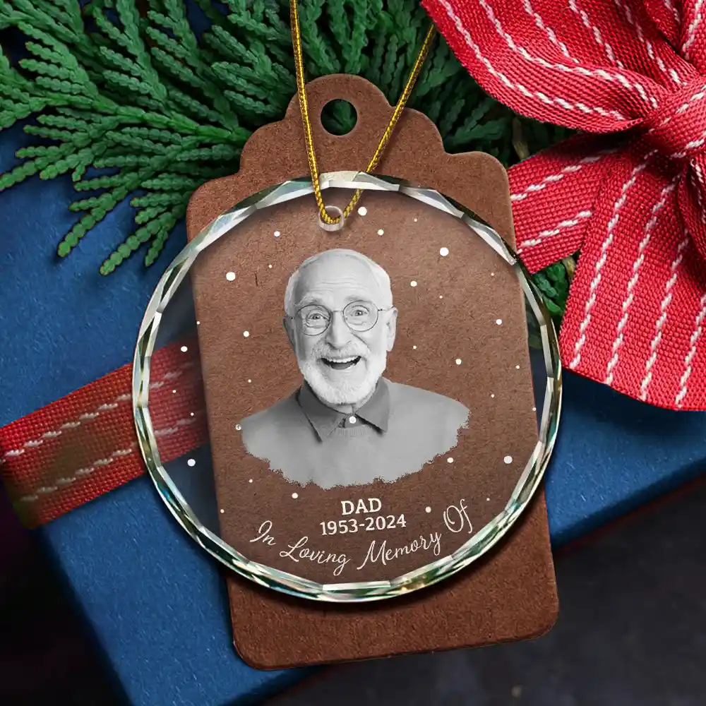 Custom Photo Memorial Your Wings Were Ready - Personalized Circle Glass Ornament - Image 6