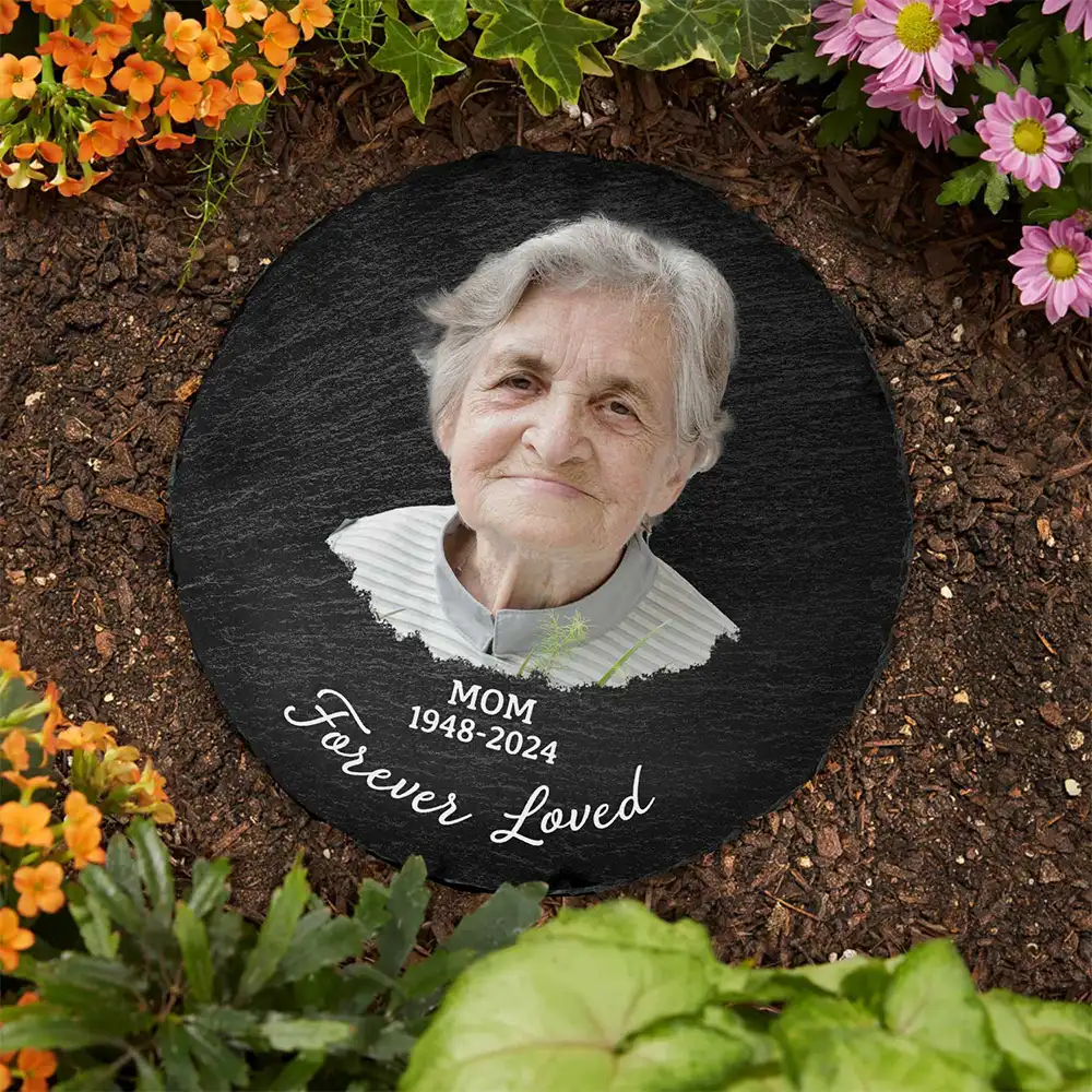 Custom Photo Memorial Your Wings Were Ready - Personalized Circle Memorial Garden Stone - Image 4