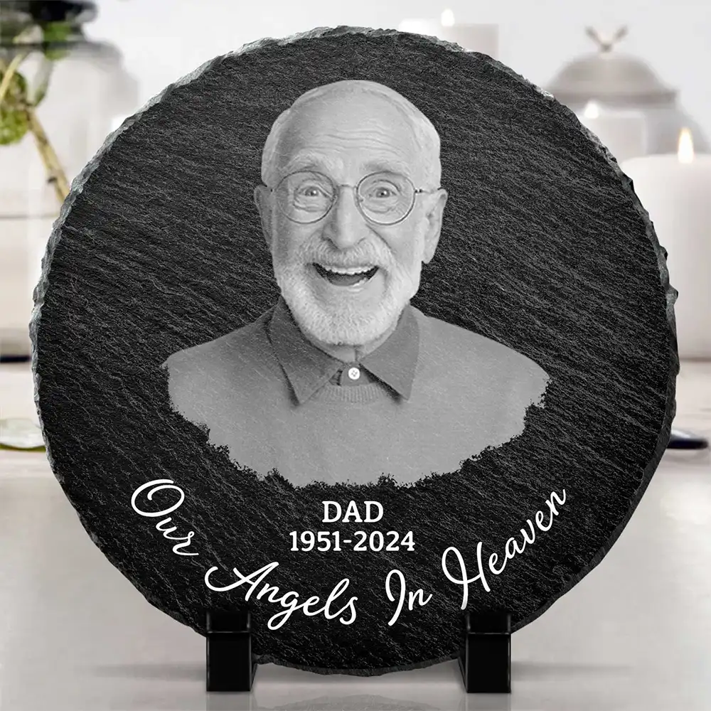 Custom Photo Memorial Your Wings Were Ready - Personalized Circle Memorial Garden Stone - Image 5