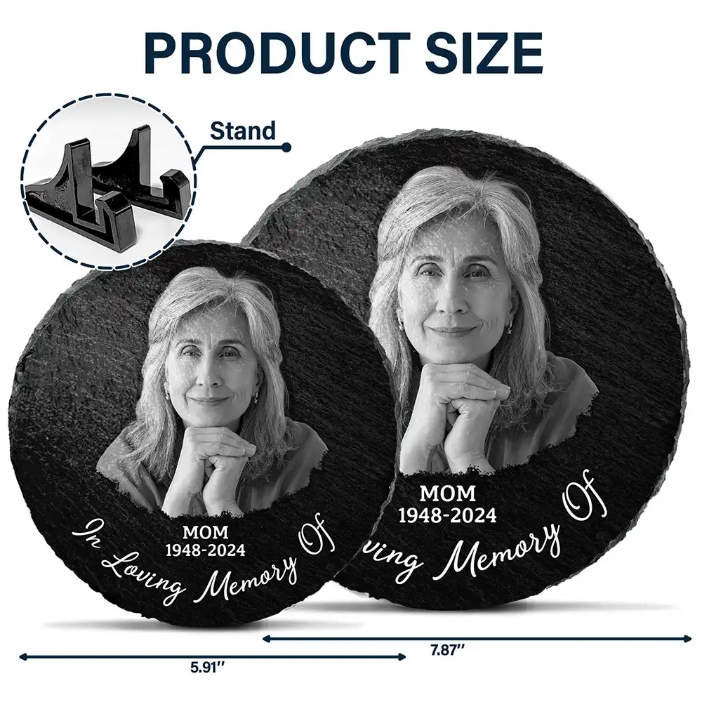 Custom Photo Memorial Your Wings Were Ready - Personalized Circle Memorial Garden Stone - Image 6