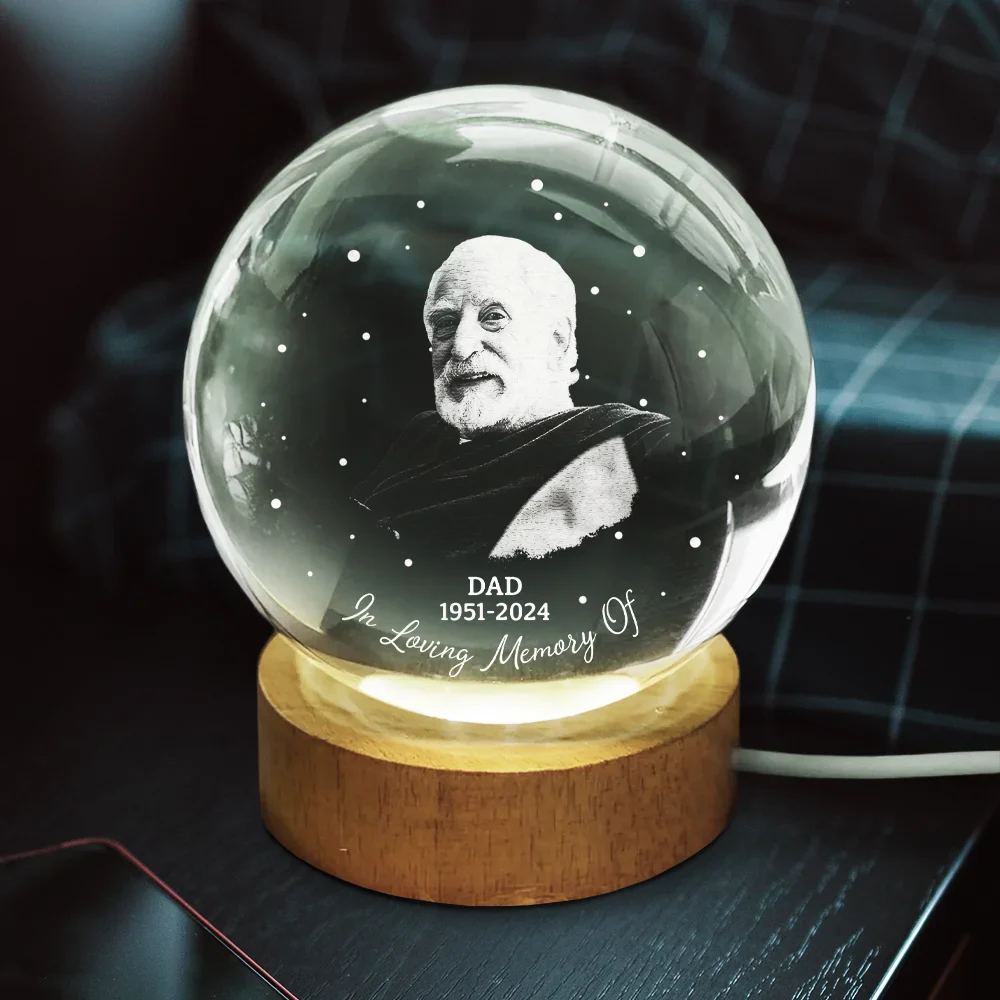 Custom Photo Memorial Your Wings Were Ready - Personalized Crystal Globe Lamp - Image 4