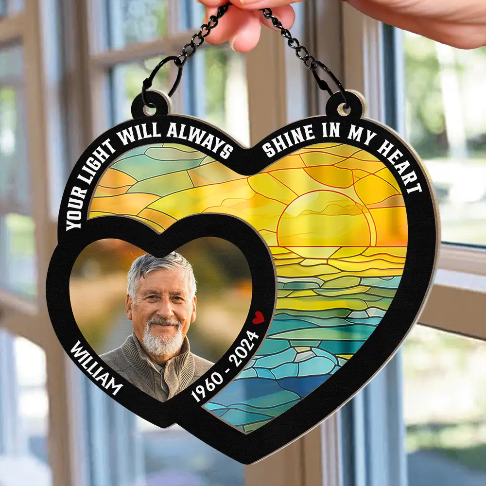 Custom Photo Memorial Your Wings Were Ready - Personalized Window Hanging Suncatcher Ornament - Image 3