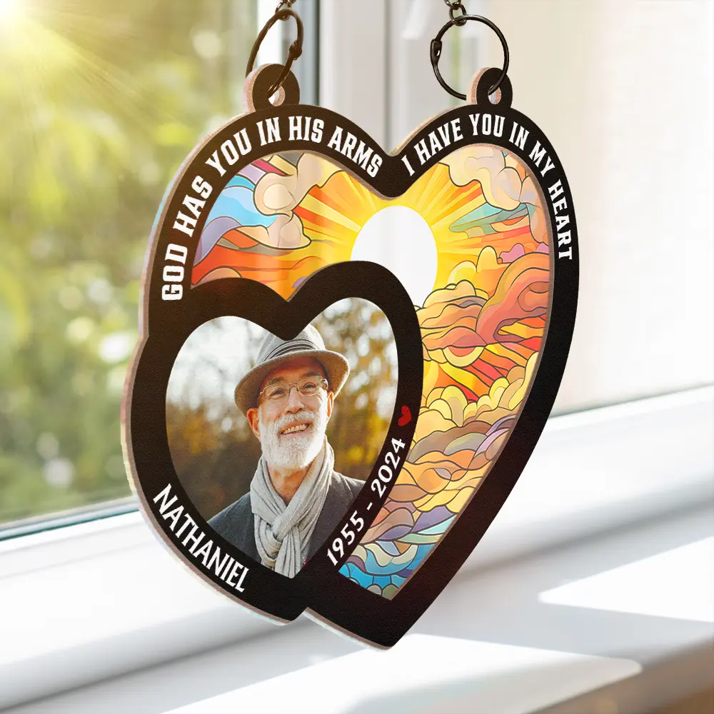 Custom Photo Memorial Your Wings Were Ready - Personalized Window Hanging Suncatcher Ornament - Image 4