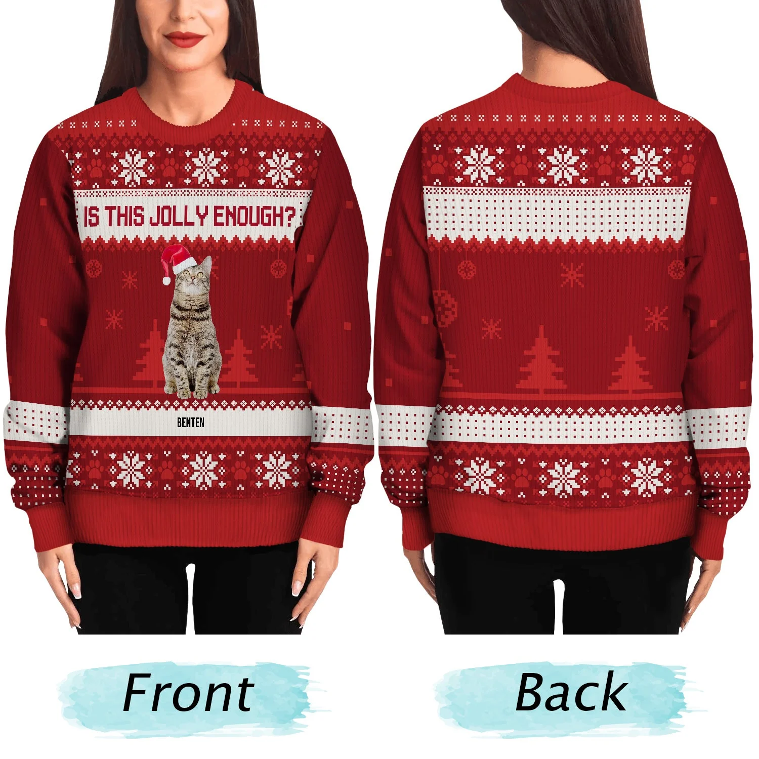 Custom Photo Meowy Catmas Is This Jolly Enough - Christmas Gift For Cat Lovers - Personalized Unisex Ugly Sweater - Image 5
