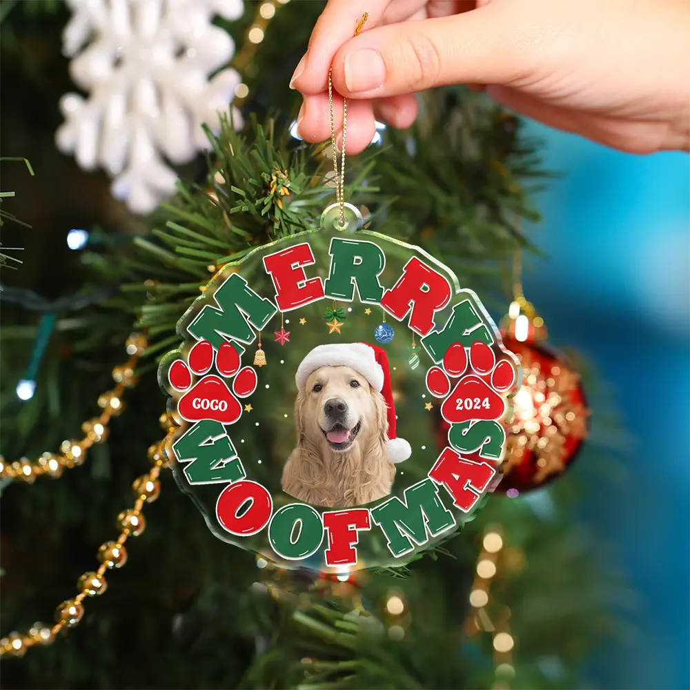 Custom Photo Meowy Catmas Merry Woofmas - Personalized Custom Shaped Acrylic Ornament - Image 5